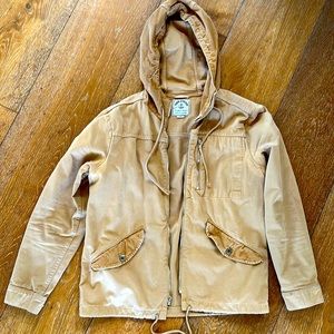 Iron and Resin Men’s Light Canvas Hooded Jacket in Mustard ($100+ new)